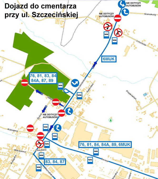 Dojazd do cmentarza na Szczecińskiej