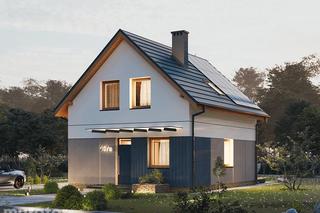Mały dom z dwuspadowym dachem i poddaszem użytkowym. Osiągalny - projekt z kolekcji Muratora