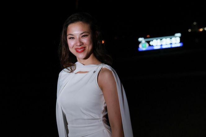 Aleksandra Uznańska-Wiśniewska miała na sobie białą suknię. 