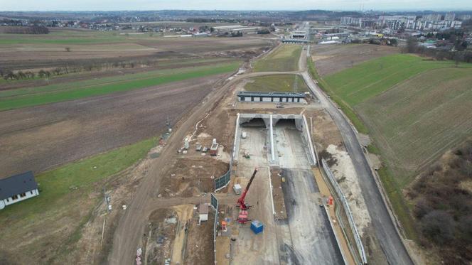 Budowa północnej obwodnicy Krakowa - zdjęcia styczeń 2024