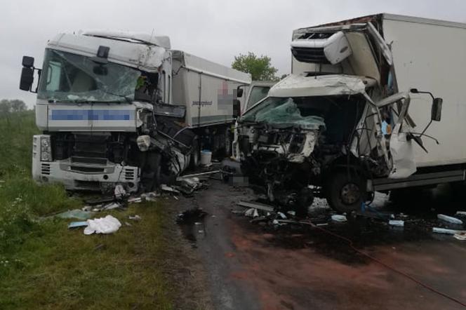 Kamień: Groza na drodze w Kujawsko-Pomorskiem. CZOŁOWE zderzenie dwóch ciężarówek! [ZDJĘCIA]