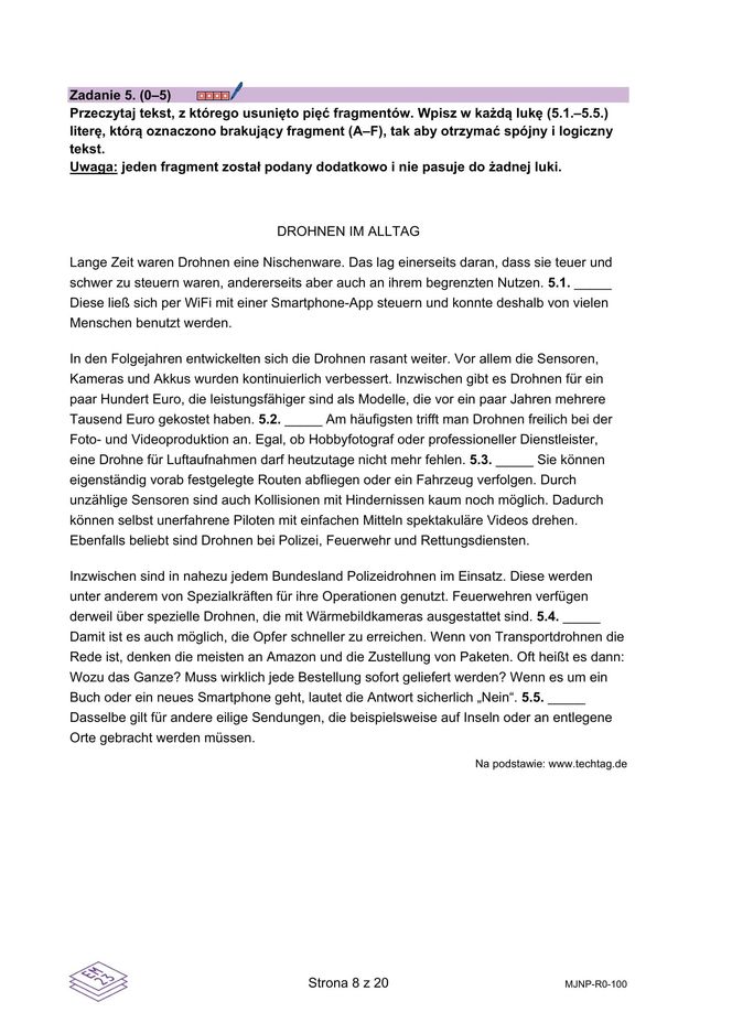 Matura 2025 niemiecki rozszerzony - arkusz CKE 13.05.2025 - Formuła 2023