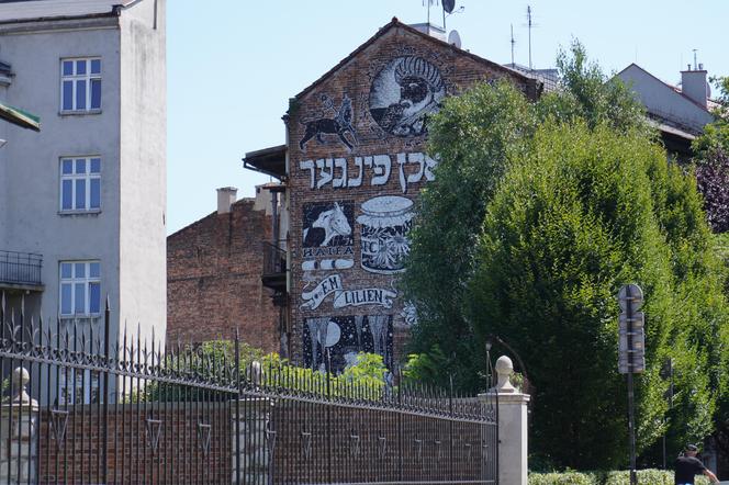 Mural autorstwa izraelskiego kolektwu Broken Fingaz na ścianie kamienicy przy Placu Bawół 3