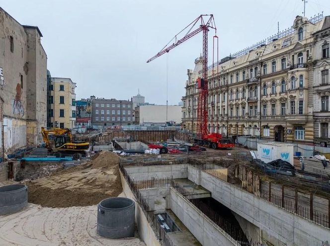 Budowa przystanku Śródmieście w Łodzi styczeń 2025