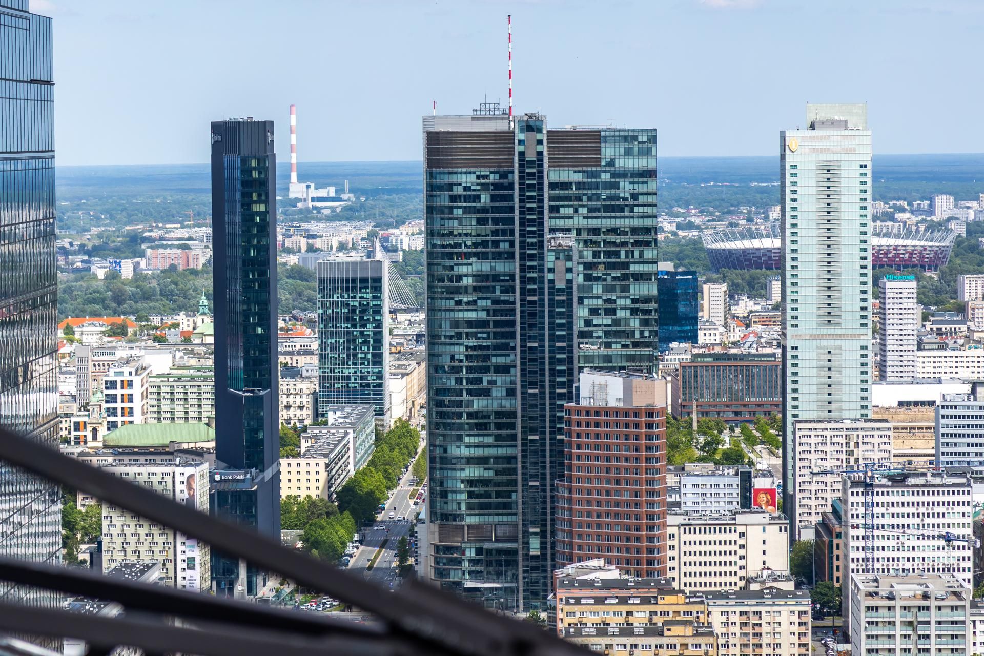 Panorama Warszawy z wieżowca Skyliner