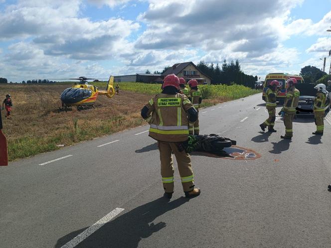 Wypadek w Adamowie. Ranną zabrał śmigłowiec LPR