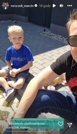 Marcin Mroczek (Piotrek w M jak miłość) z synem Kacprem