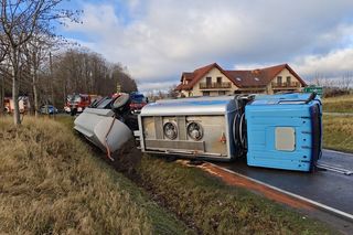 Cysterna zablokowała drogą krajową