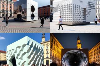 Propozycja instalacji podejmującej temat hałasu w mieście wygenerowana przez AI 