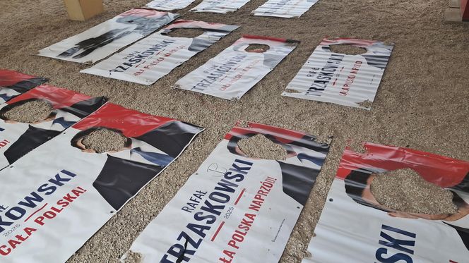 "Łowca głów" Rafała Trzaskowskiego w rękach policji. Pociął 50 transparentów wyborczych!