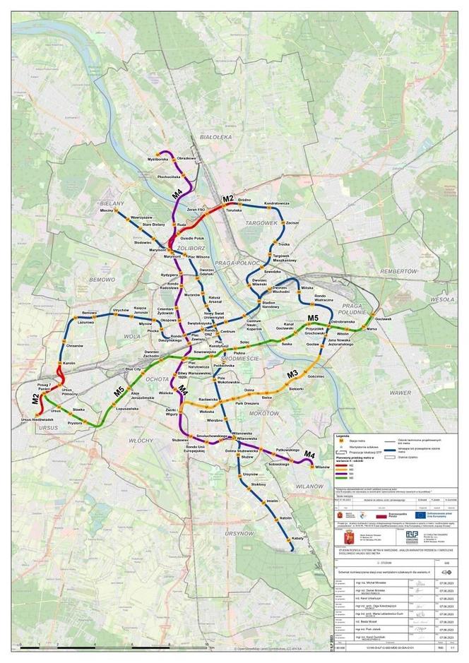 Plany rozbudowy sieci metra warszawskiego do 2050 r.