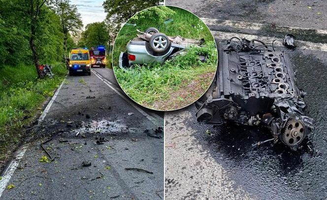 Tragiczny wypadek na Mazurach. Samochód rozpadł się na pół!