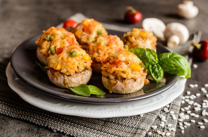 Portobello nadziewane kukurydzą i papryką