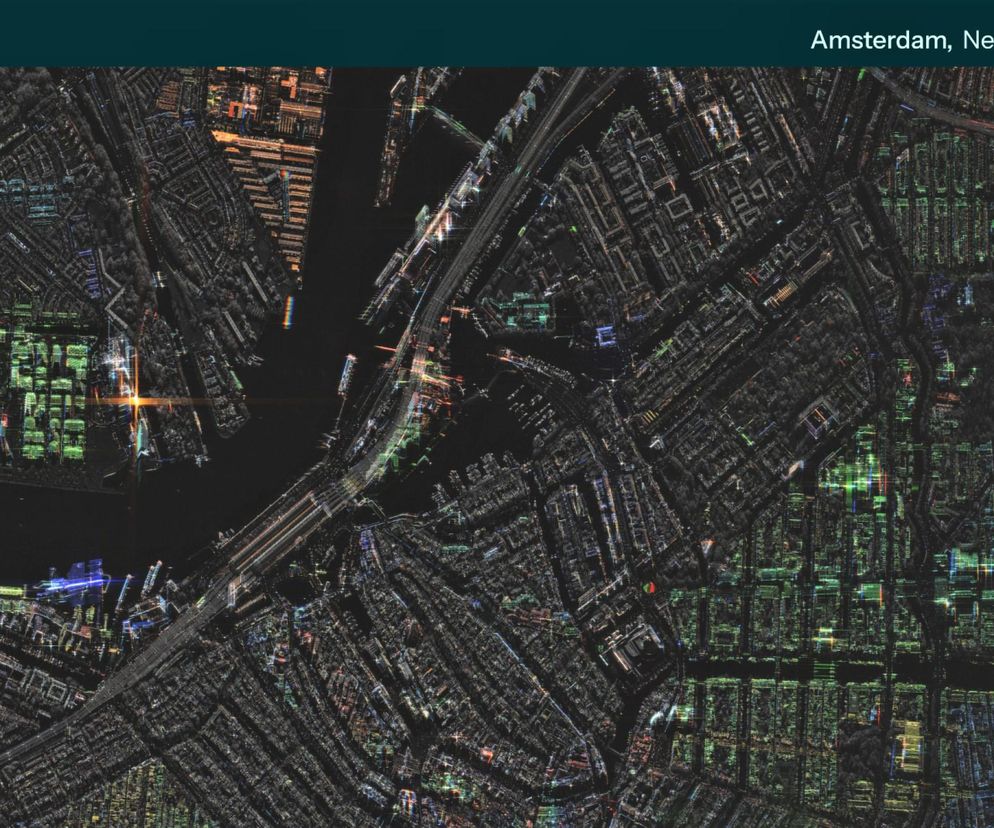 Obraz Amsterdamu z satelity radarowego ICEYE