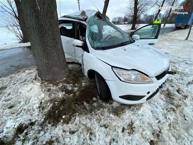 Śląskie: Koszmarny wypadek. 24-latka jechała z dwójką dzieci. Jej auto wbiło się w drzewo. Interweniował LPR