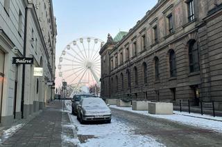 Centrum Poznania w śniegu