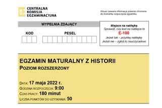 Matura rozszerzona 2022 historia - arkusz PDF