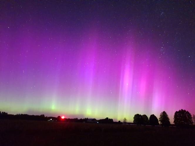 Zorza polarna  na Mazurach. Autor Katarzyna Jerzewska