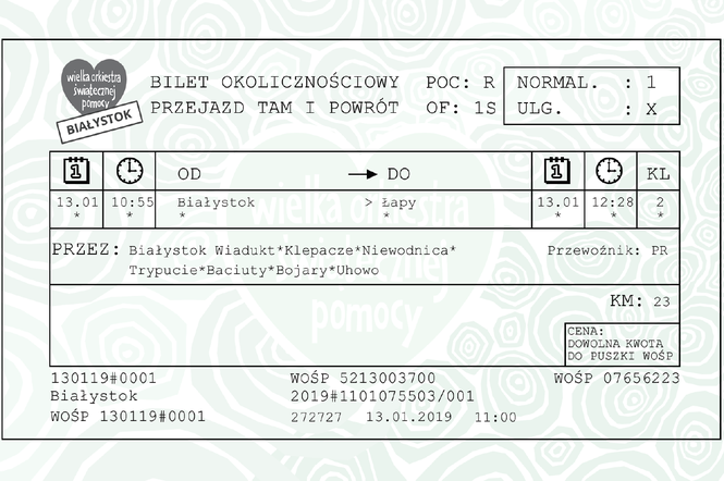Tak będzie wyglądał bilet na podróż z Białegostoku do Łap