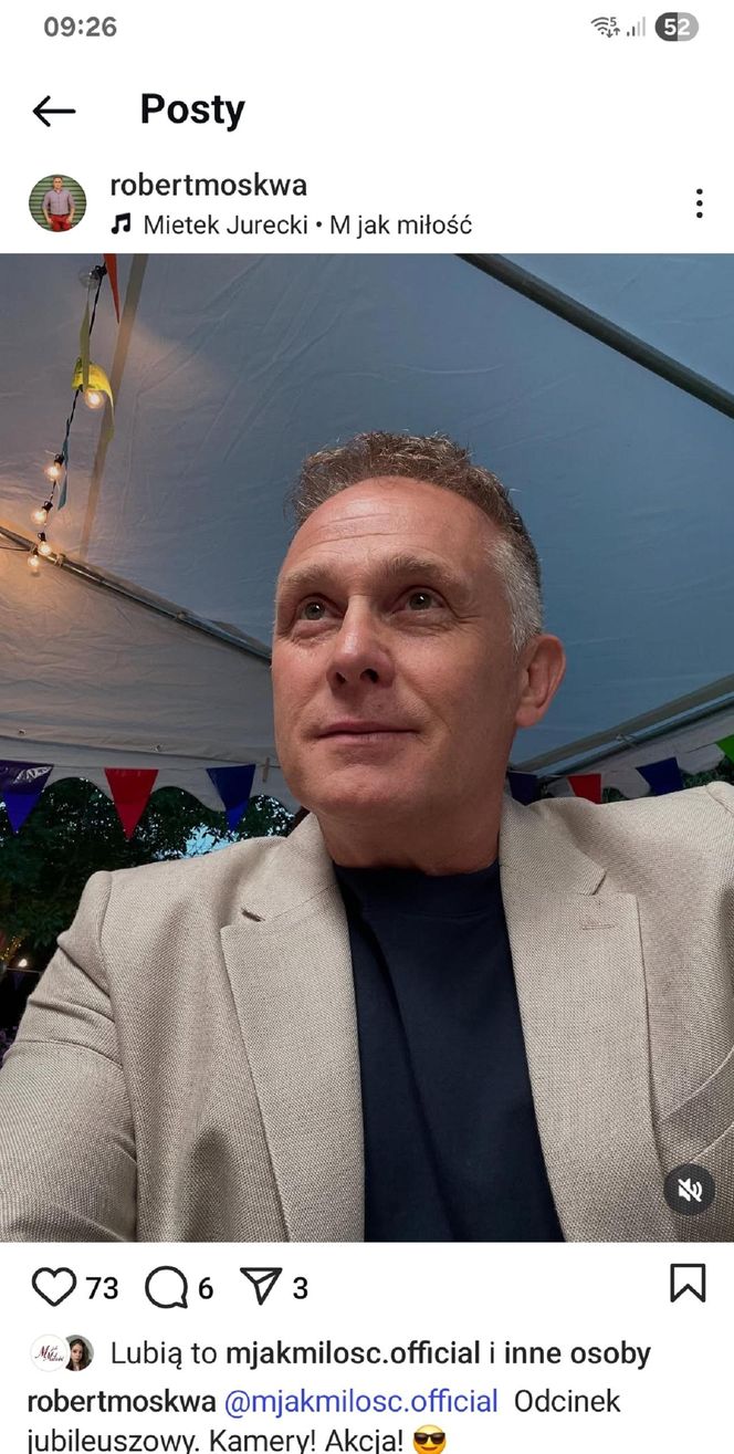 M jak miłość nowy sezon. Artur Rogowski (Robert Moskwa) na planie