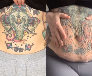 Ma ogromny tatuaż na brzuchu. Niewiarygodne, jak zmieniał się w ciąży i po dwóch porodach