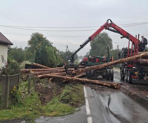 Wypadek w Mircu! Przewróciła się ciężarowka z drewnem, uszkodziła gazociąg