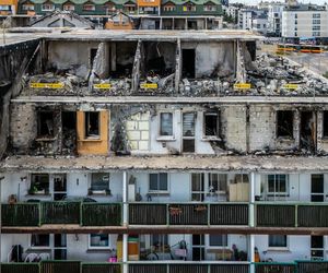 Blok w Ząbkach po pożarze
