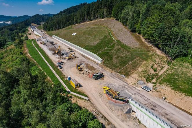 Obejście Węgierskiej Górki - postęp prac w lipcu 2024