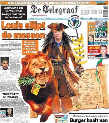 Okładka De Telegraaf na mecz Holandia - Kostaryka
