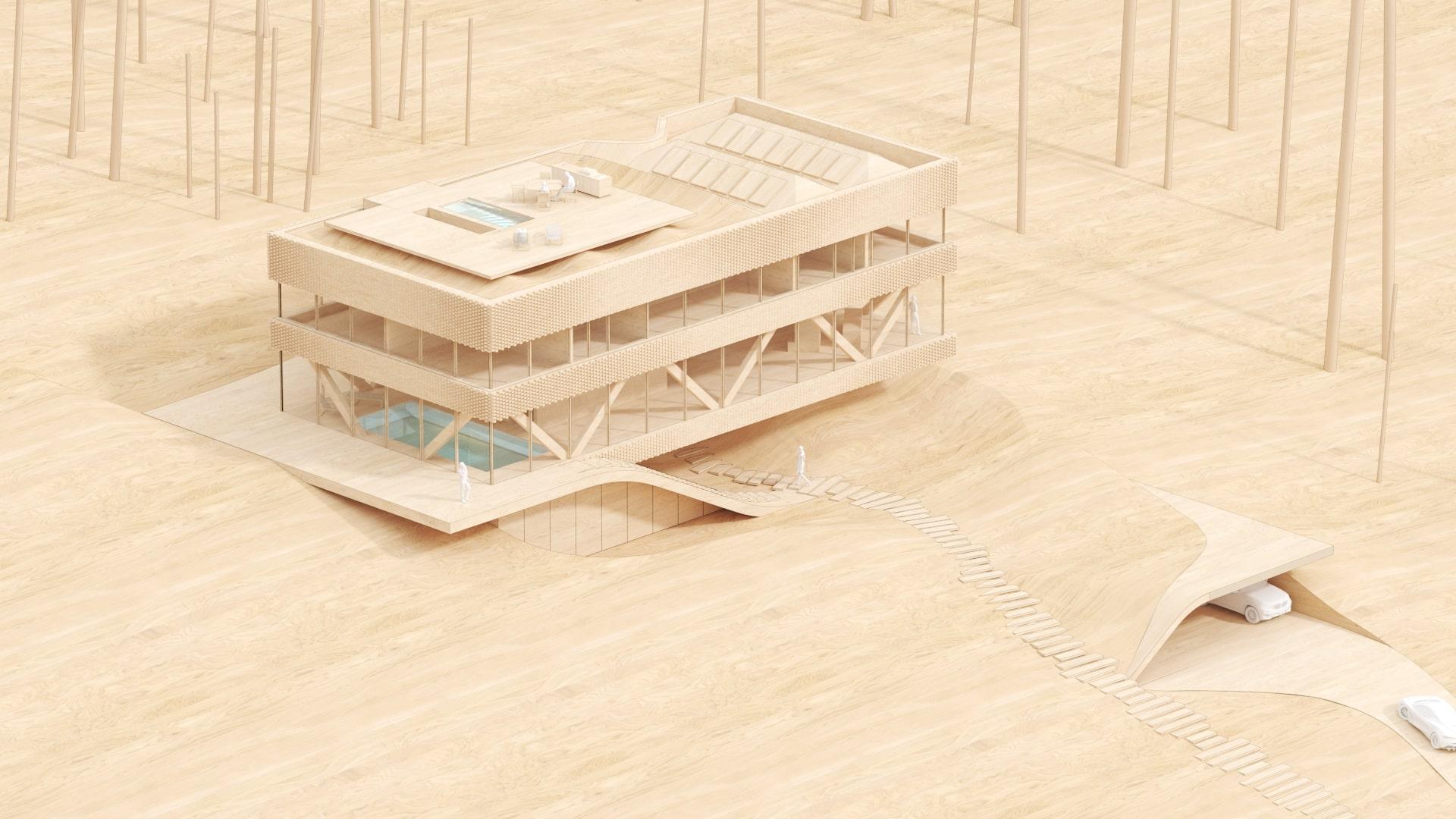 Dom z grotą, proj. BXB Studio