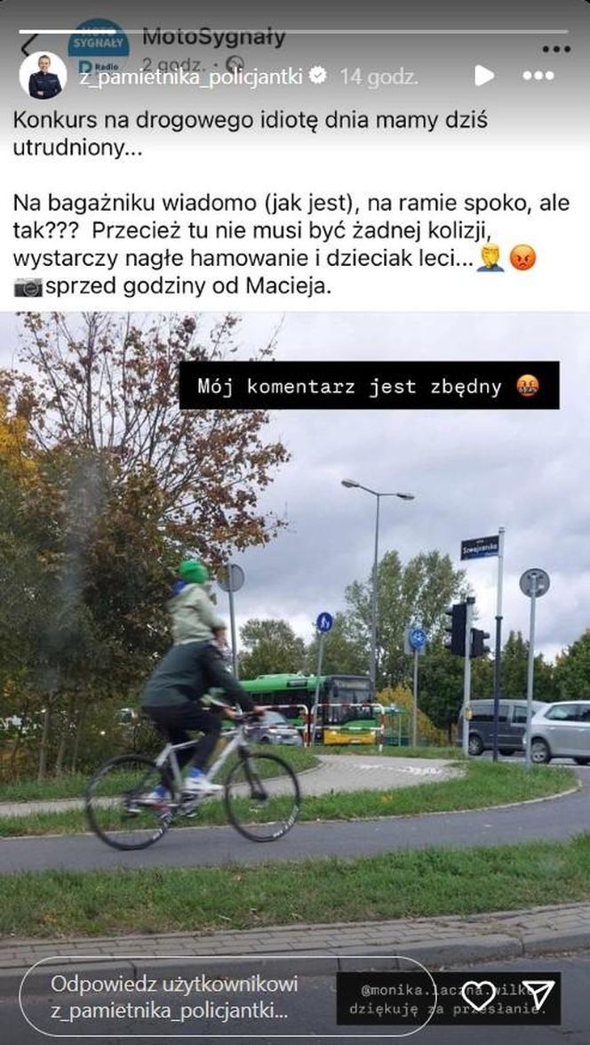 Tak tata wiózł dziecko na rowerze