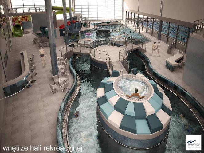 Aquapark w Chełmie – wnętrze hali rekreacyjnej