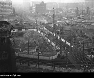 Budowa dworca Warszawa Centralna na początku lat 70.