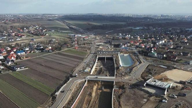 Budowa północnej obwodnicy Krakowa - zdjęcia styczeń 2024