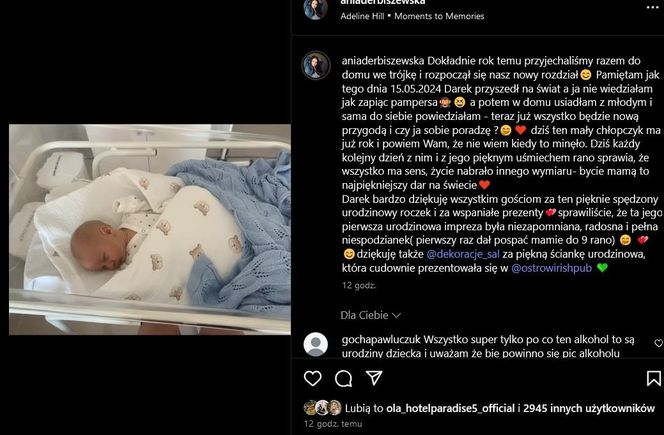 Roczek synka Anny Derbiszewskiej 