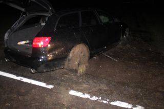 Breń. Przy wyprzedzaniu zahaczył o audi. Oba auta wylądowały w rowie. 3 osoby w szpitalu