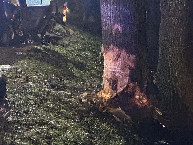 Osobowa skoda roztrzaskała się o drzewo. 53-latek zmarł w szpitalu