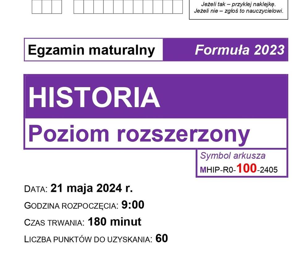 Matura historia rozszerzona 2024. ARKUSZE CKE, ZADANIA, ODPOWIEDZI, PDF DO POBRANIA