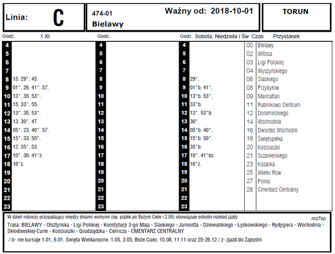 Komunikacja miejska na Wszystkich Świętych w Toruniu - rozkłady jazdy