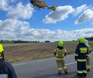 Wypadek w Adamowie. Ranną zabrał śmigłowiec LPR