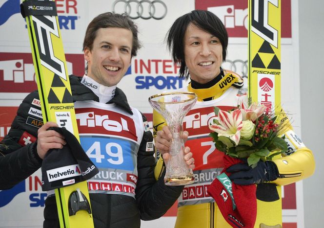 Noriaki Kasai i Simon Ammann w Innsbrucku w 2015 roku