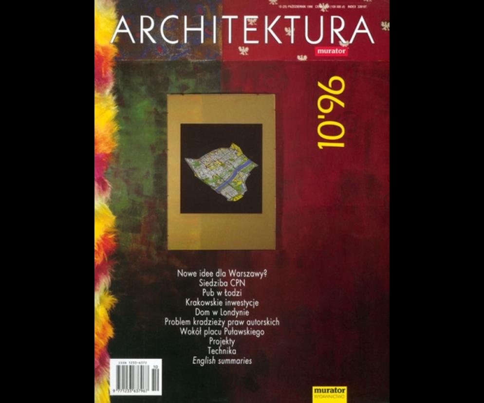 Okładka Miesięcznik Architektura 10/1996