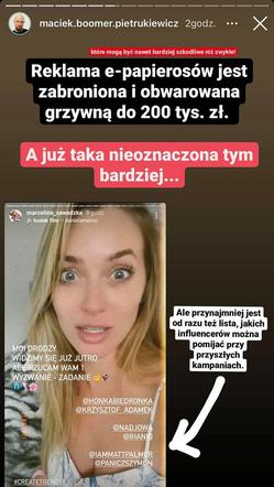 Marcelina Zawadzka reklamuje papierosy. Ekspert miażdży celebrytkę. Grozi jej ogromna kara