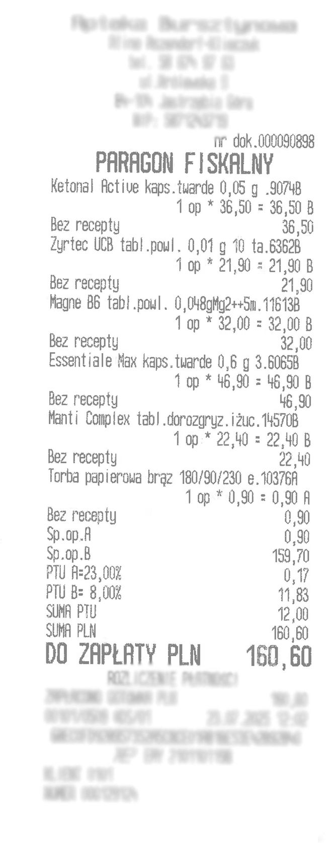 Paragony grozy z turystycznych aptek