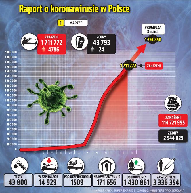 koronawirus w Polsce wykresy wirus Polska 1 1 3 2021