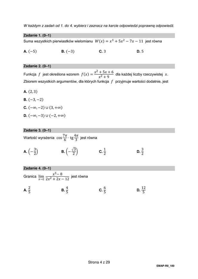 Matura 2025 - matematyka rozszerzona