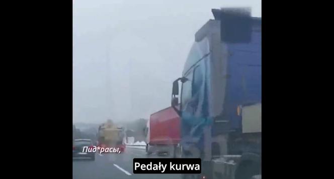 Rosyjski miłośnik Putina zobaczył polskie pojazdy na autostradzie. "Pedały, k...!"