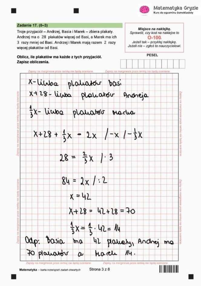 Egzamin ósmoklasisty 2025 matematyka: odpowiedzi do wszystkich zadań z arkusza CKE [14.05.2025]	