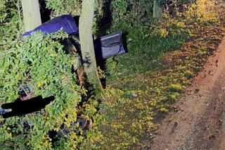 Śmiertelny wypadek pod Zgierzem. Audi z trzema osoba rozbiło się o drzewo [ZDJĘCIA].