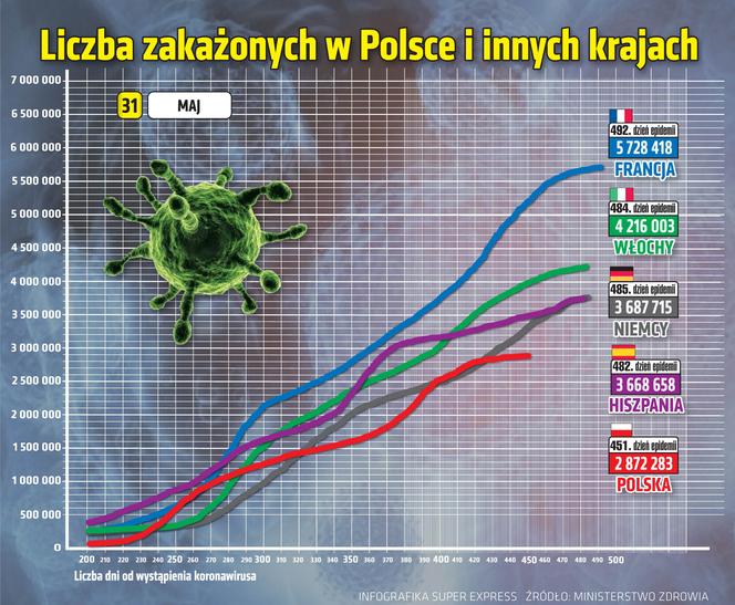 koronawirus w Polsce wykresy wirus Polska 2 31 5 2021
